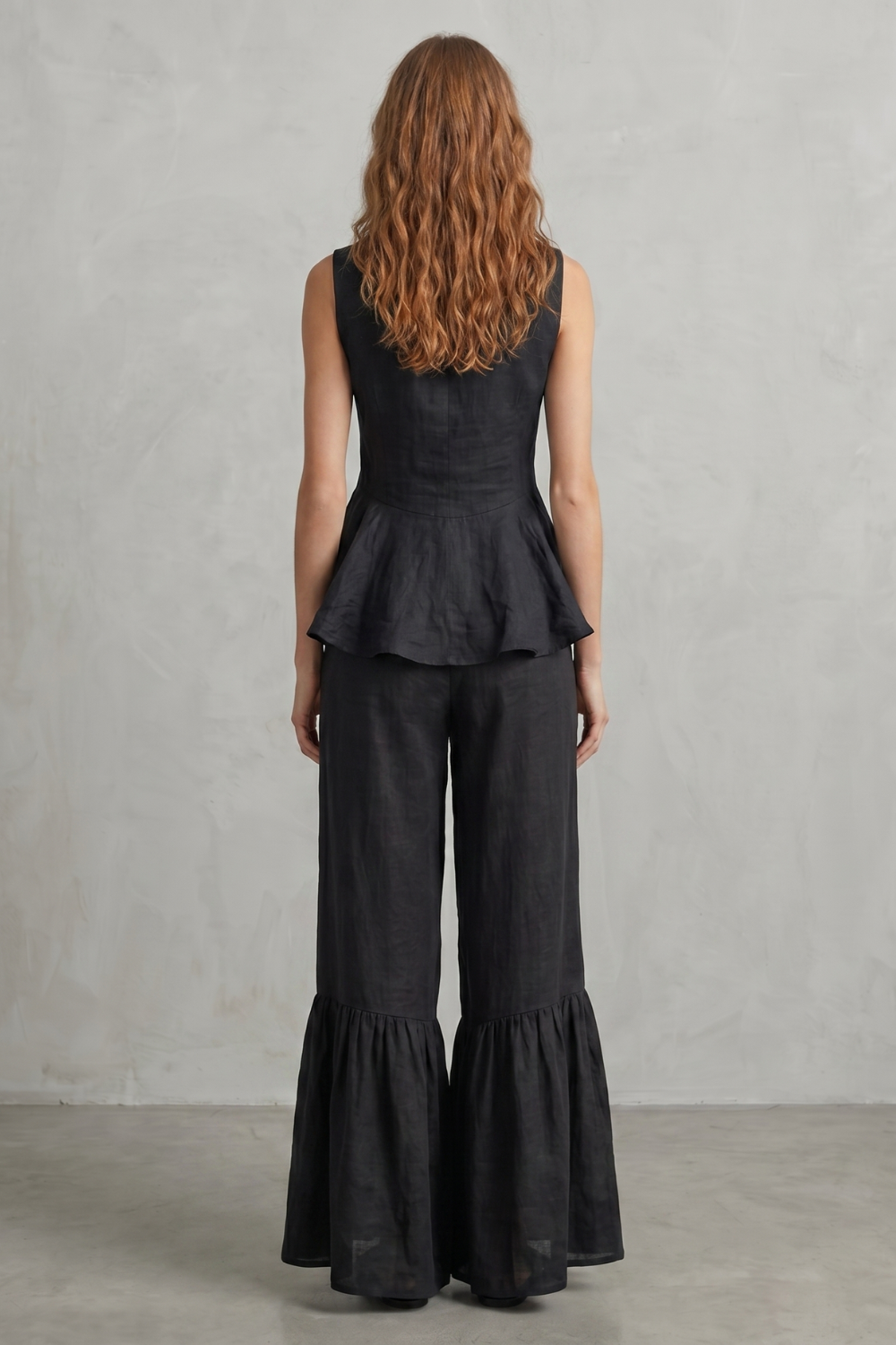 Solivette – Elegância de resort com babados – Conjunto de calças