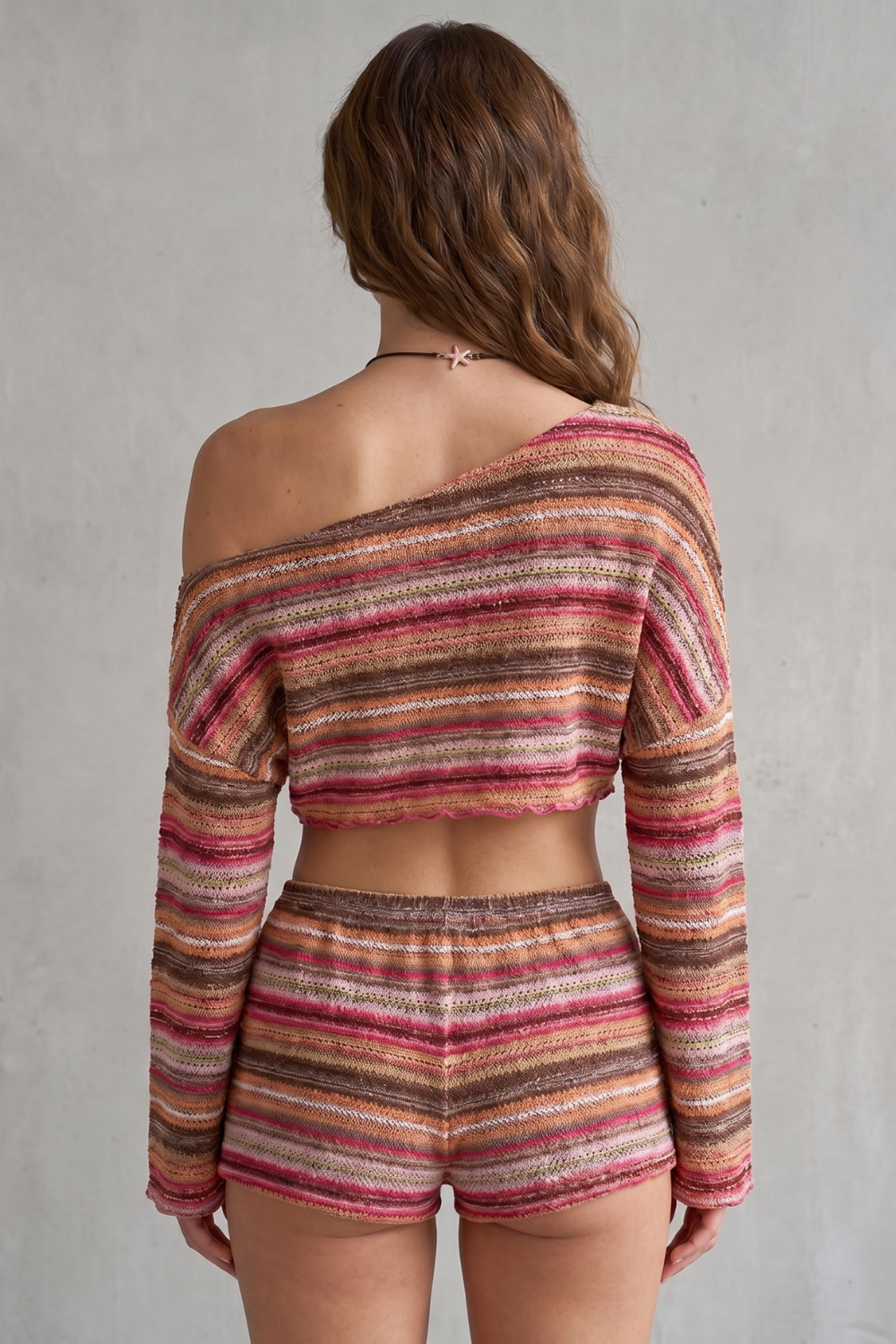 Sorélia – Conjunto de shorts com listras boêmias