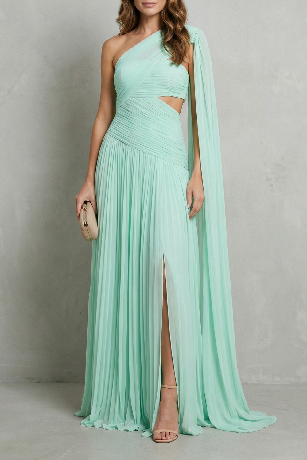 Sylvarine – Drapeado de chiffon etéreo – Vestido longo
