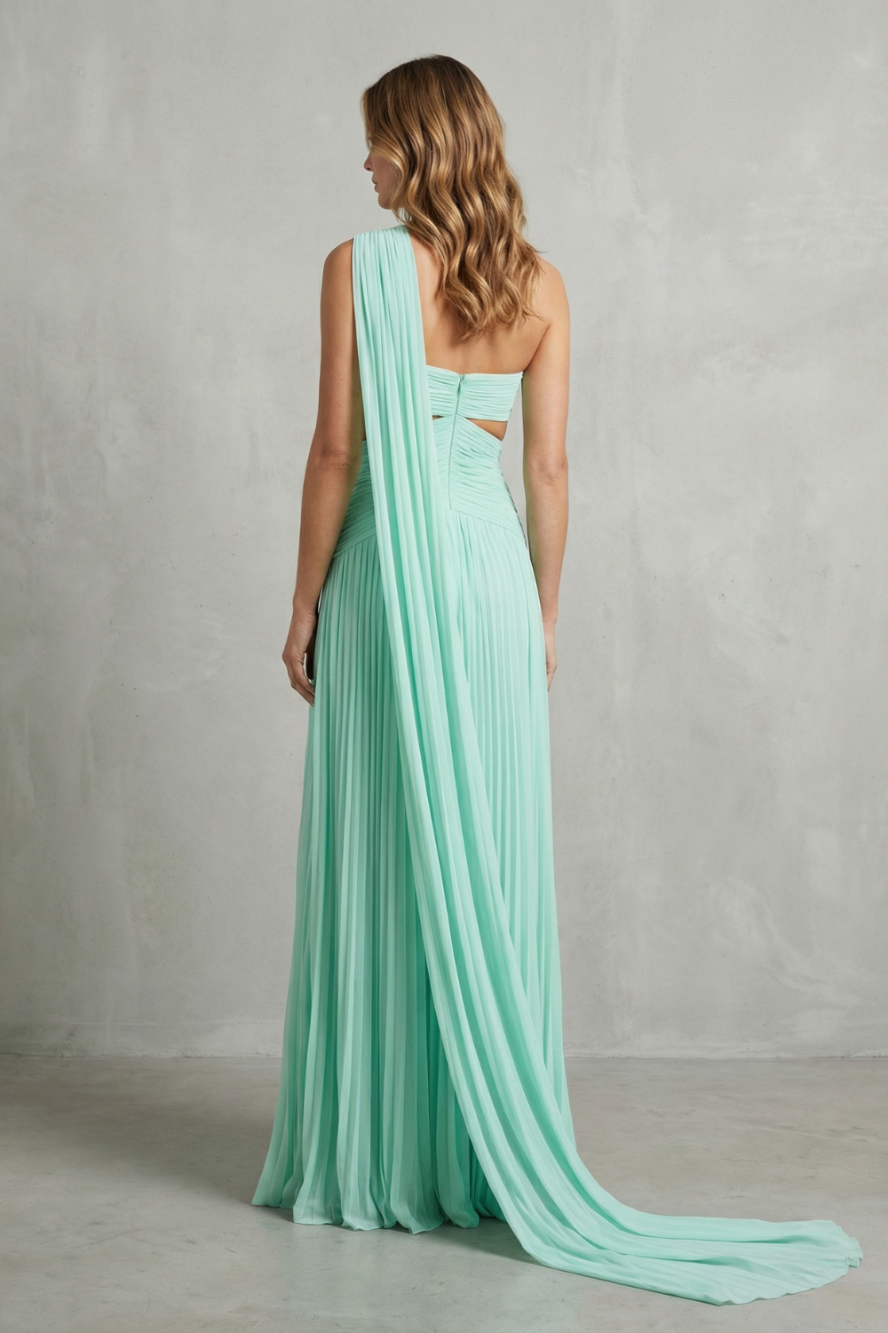 Sylvarine – Drapeado de chiffon etéreo – Vestido longo