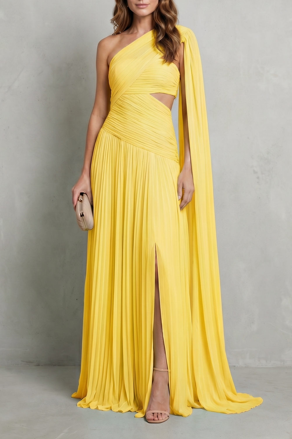 Sylvarine – Drapeado de chiffon etéreo – Vestido longo