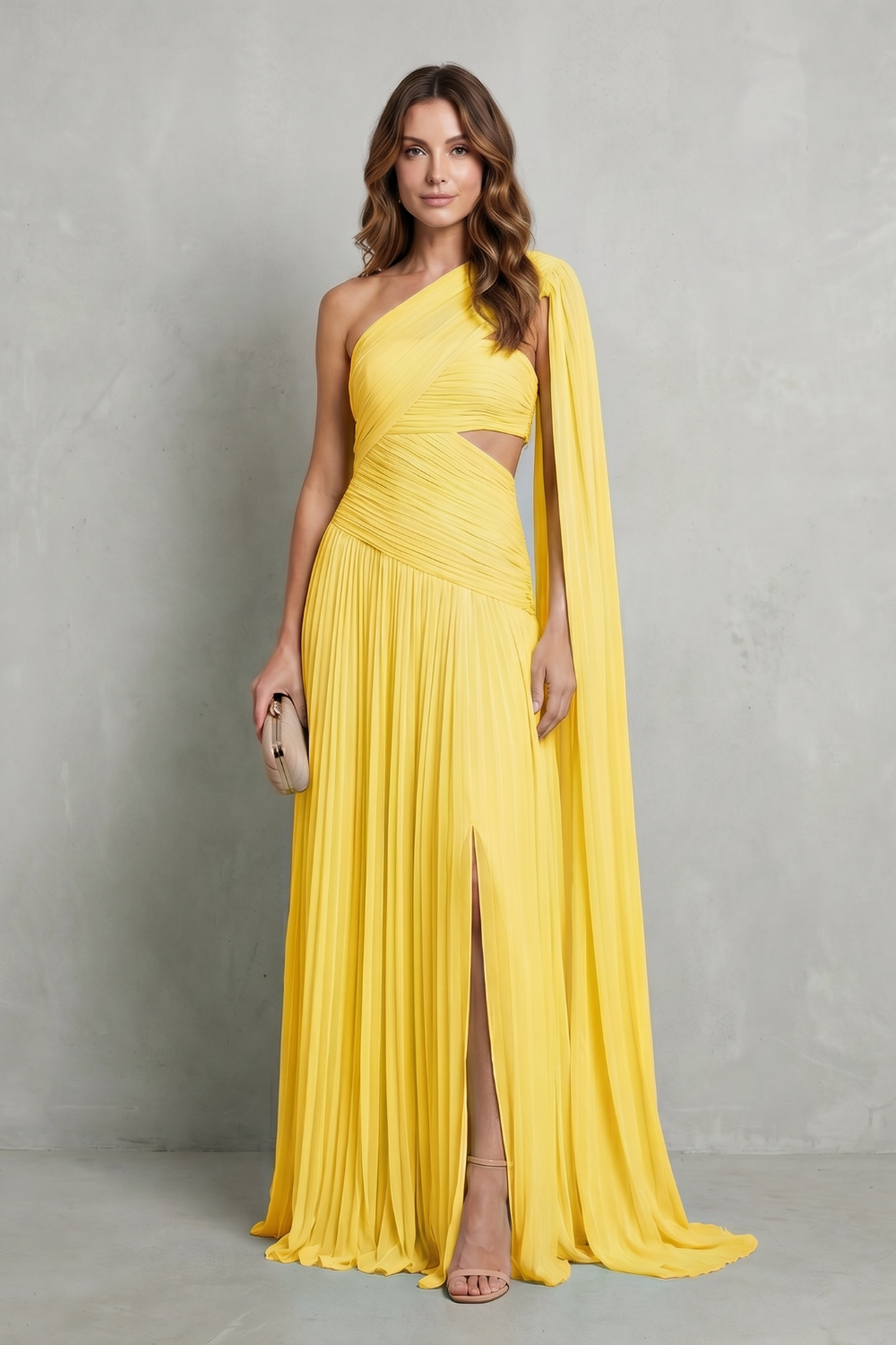 Sylvarine – Drapeado de chiffon etéreo – Vestido longo