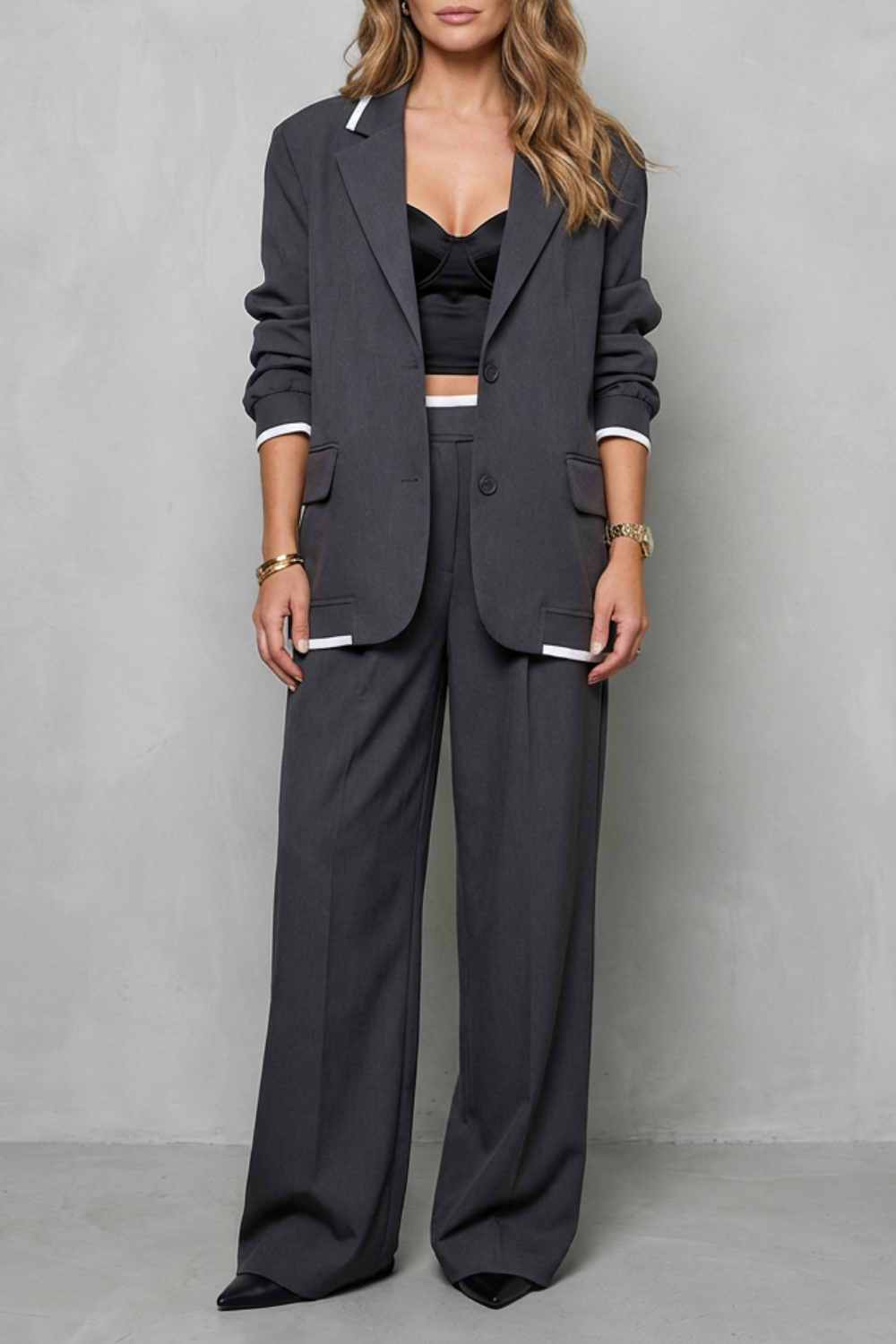 Talia – Elegante Conjunto de Macacão Pantalona – Look de Dois Peças com Atitude