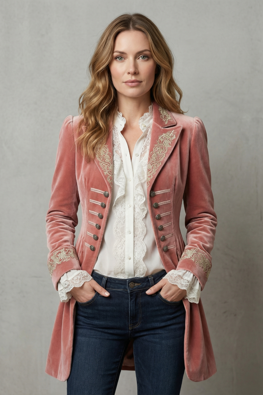 Valerique – Silhueta vintage bordada – Casaco longo