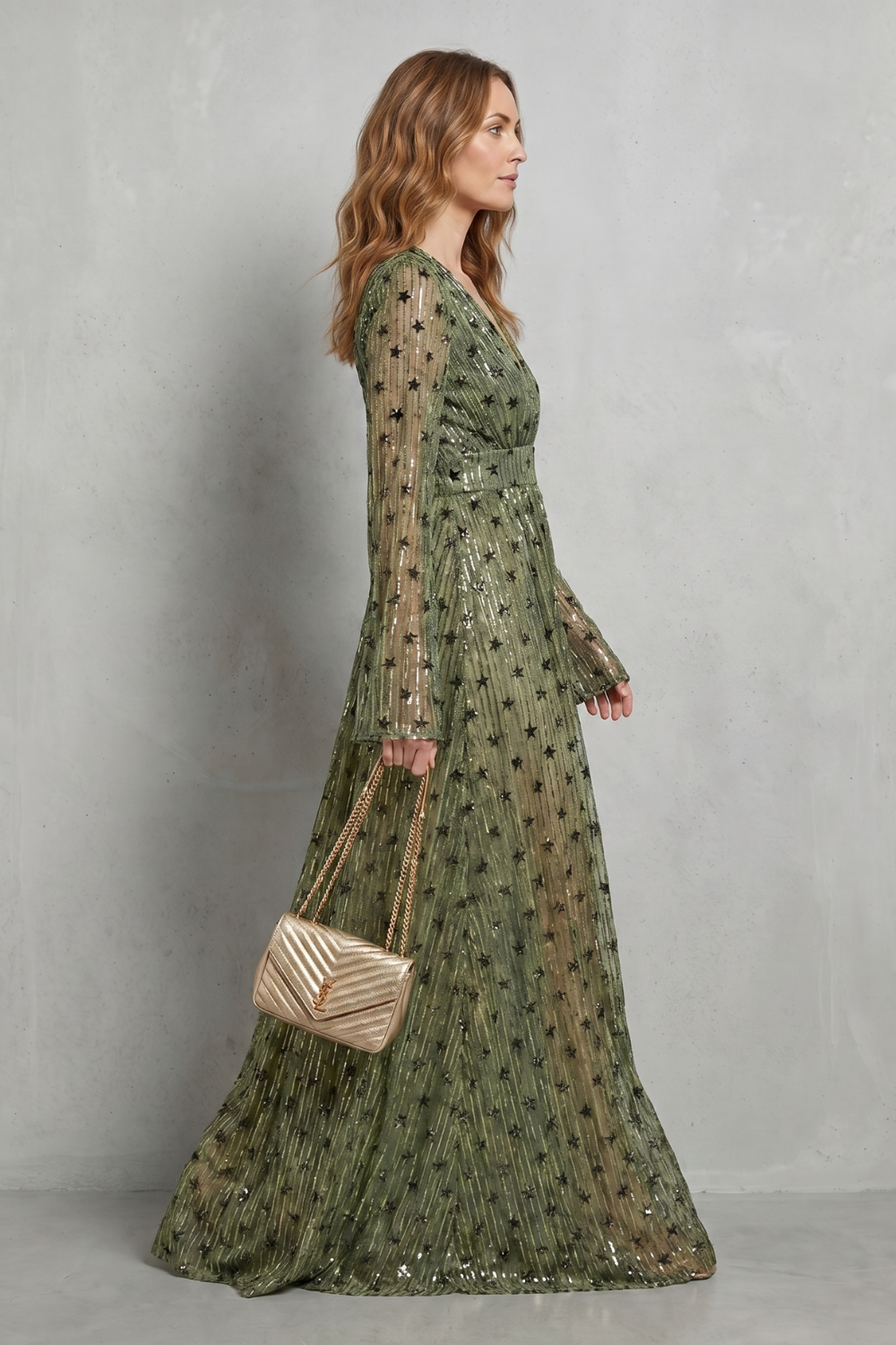 Valessia – Elegância boêmia cintilante – Vestido maxi
