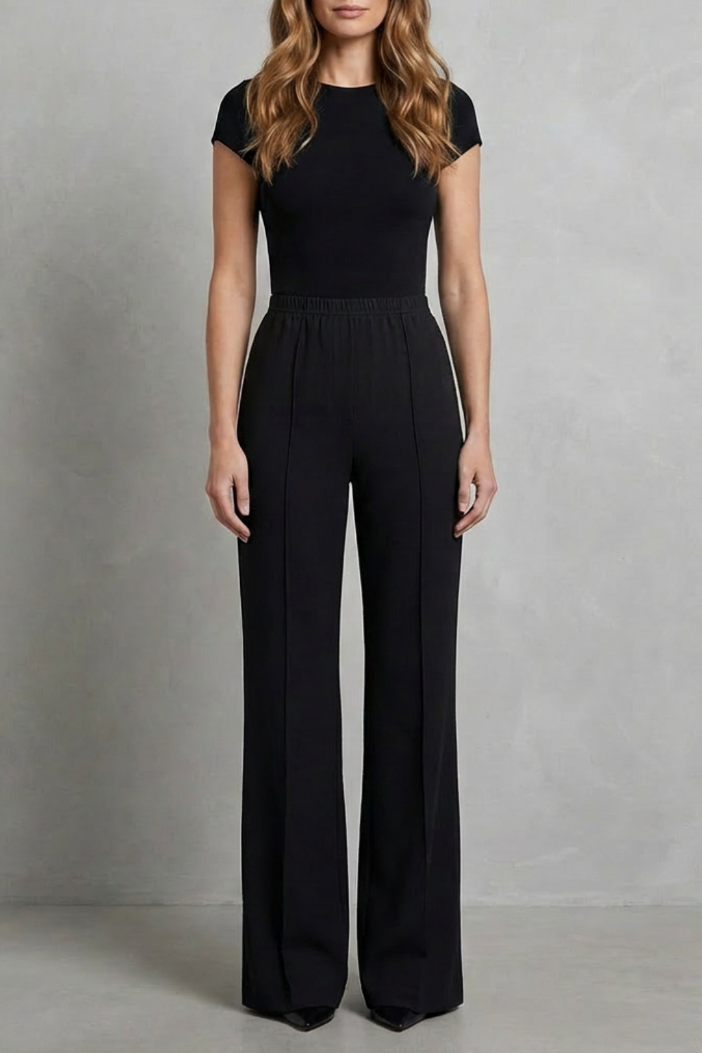Velizza – Silhueta elegante – Calça pantalona cintura alta