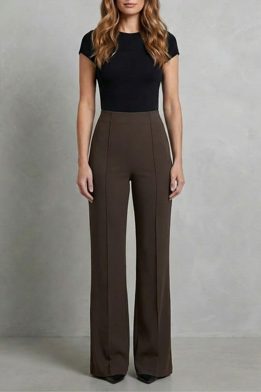 Velizza – Silhueta elegante – Calça pantalona cintura alta