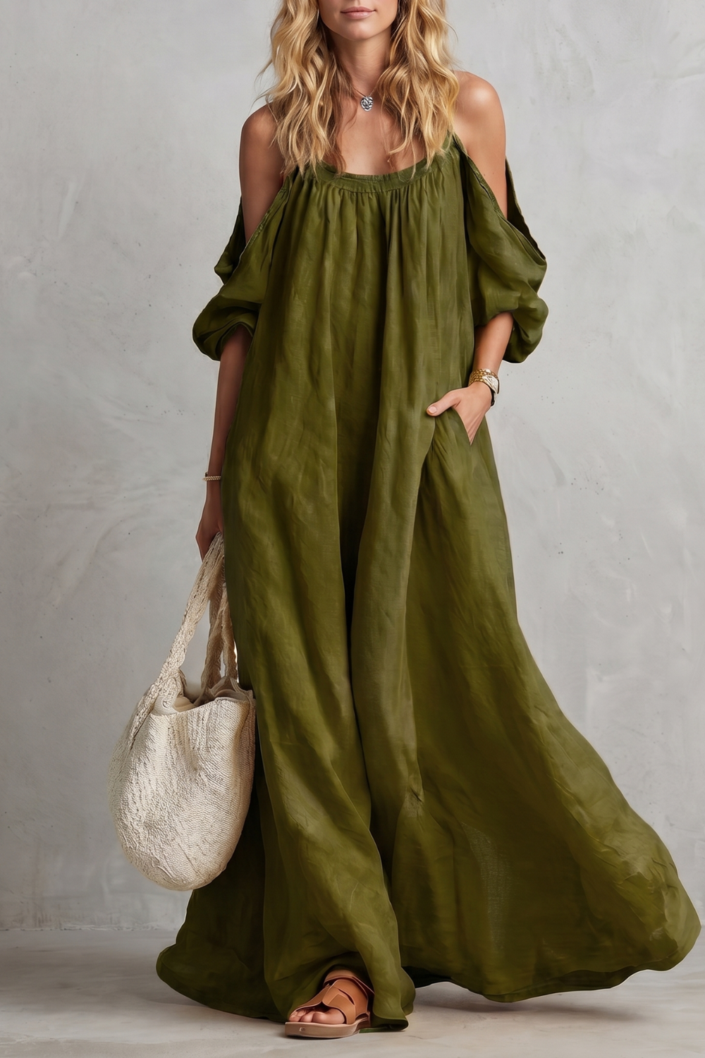 Velmira – Silhueta boho fluida – Vestido longo