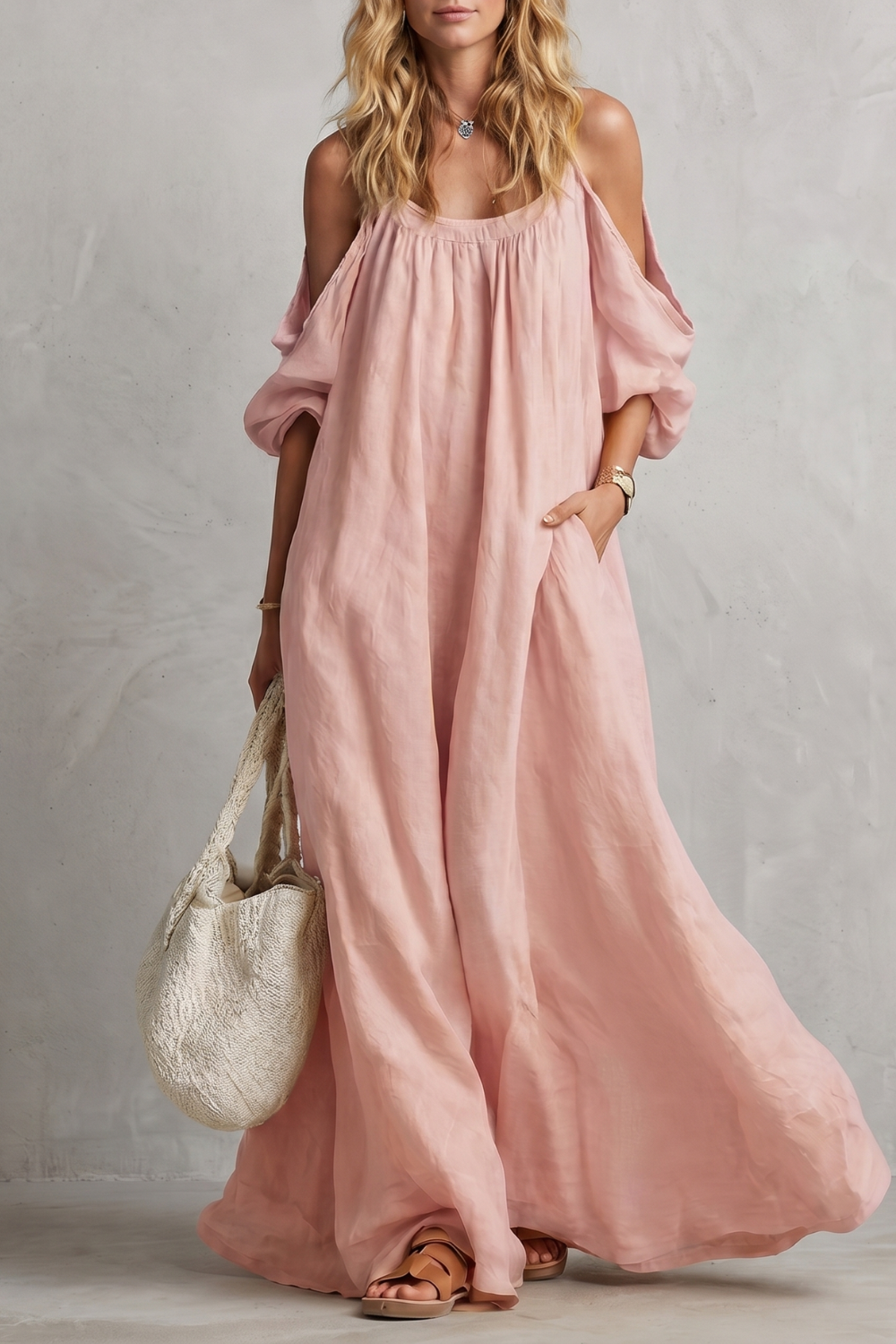 Velmira – Silhueta boho fluida – Vestido longo