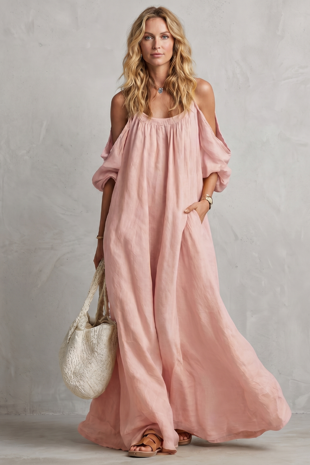 Velmira – Silhueta boho fluida – Vestido longo