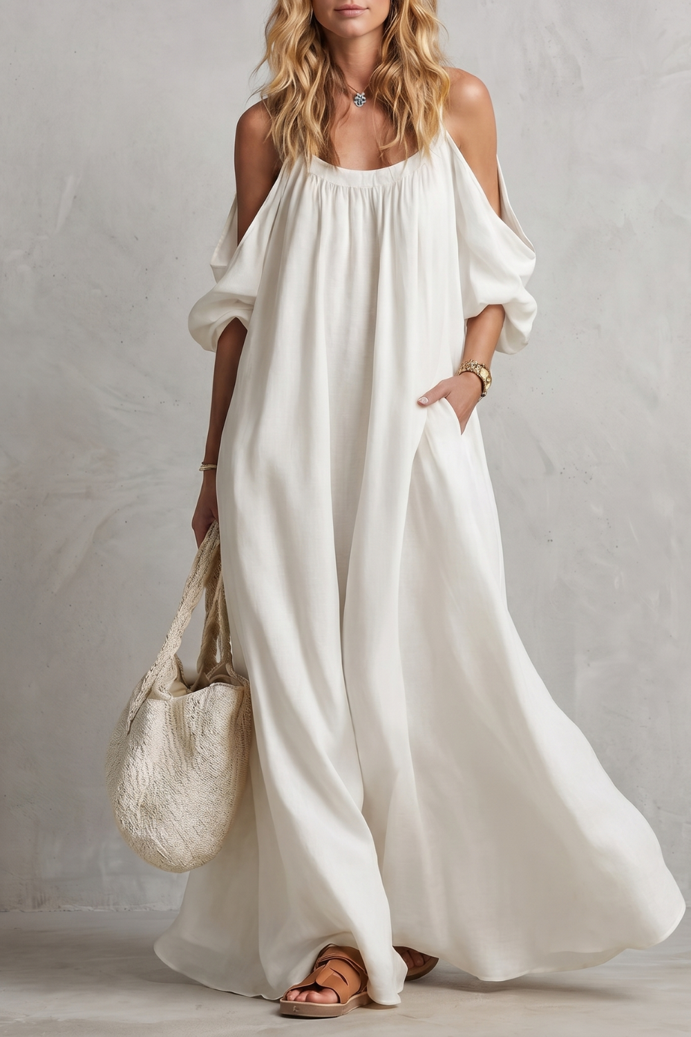 Velmira – Silhueta boho fluida – Vestido longo