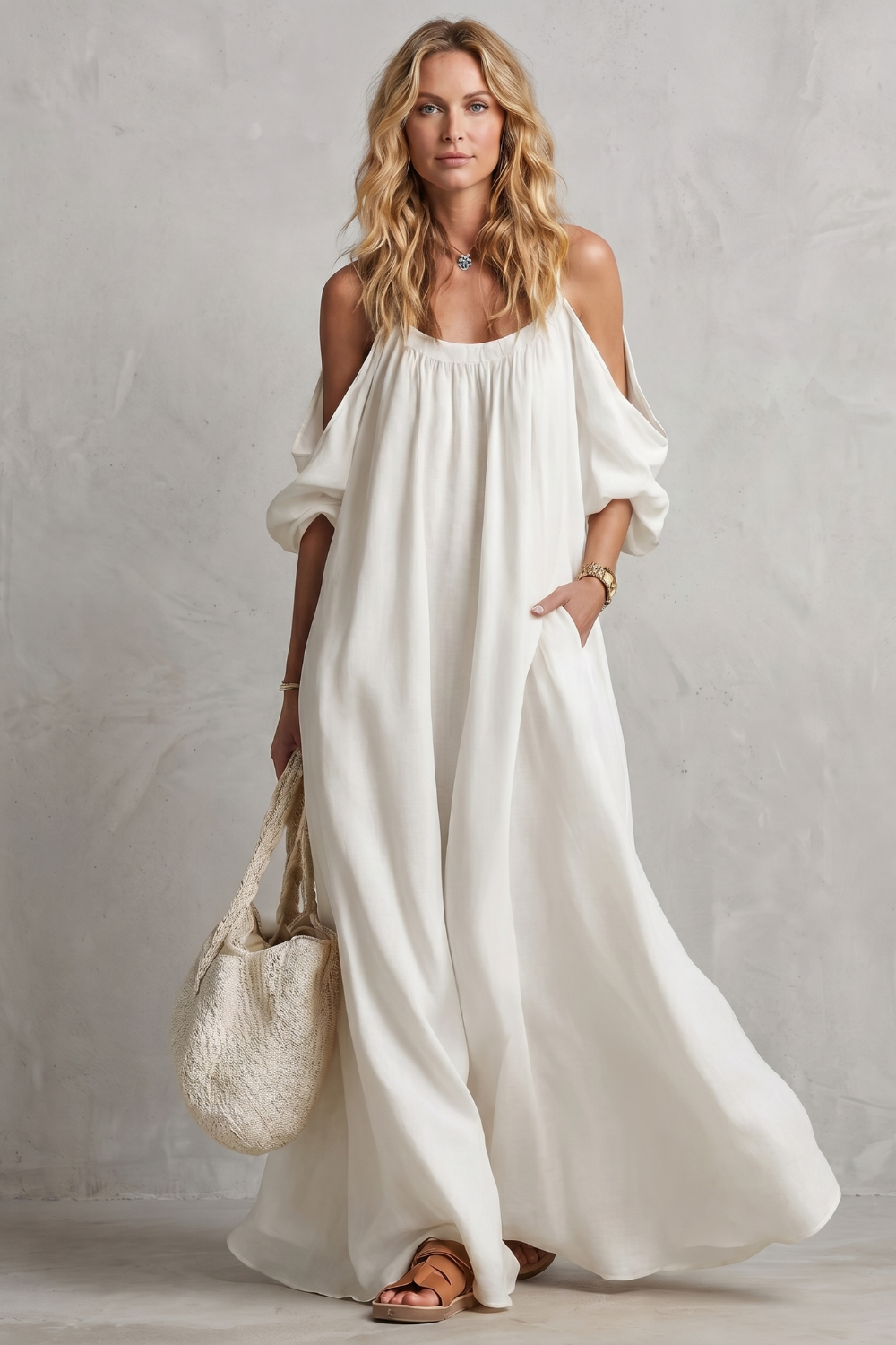 Velmira – Silhueta boho fluida – Vestido longo