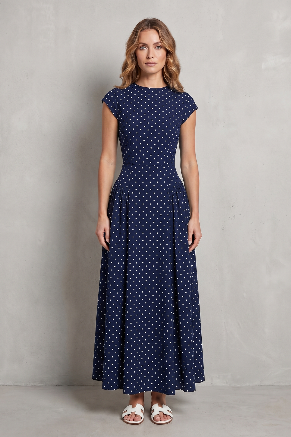 Veloura – Elegância vintage com poás – Vestido longo