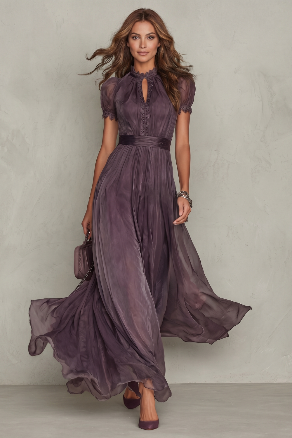 Velouraine – Elegância com decote em gota – Vestido Maxi
