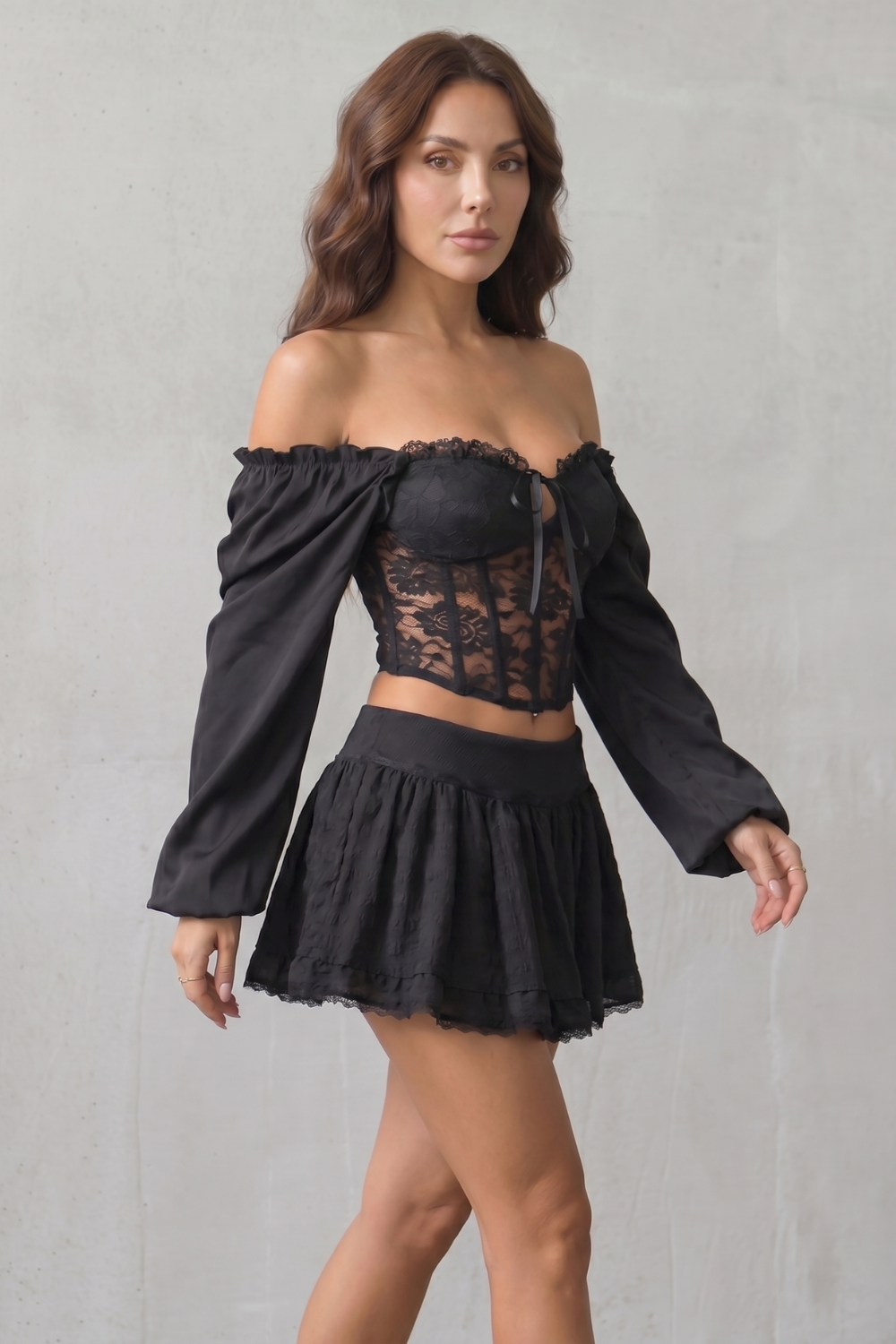 Velouraine – Espartilho romântico com renda – Top corset