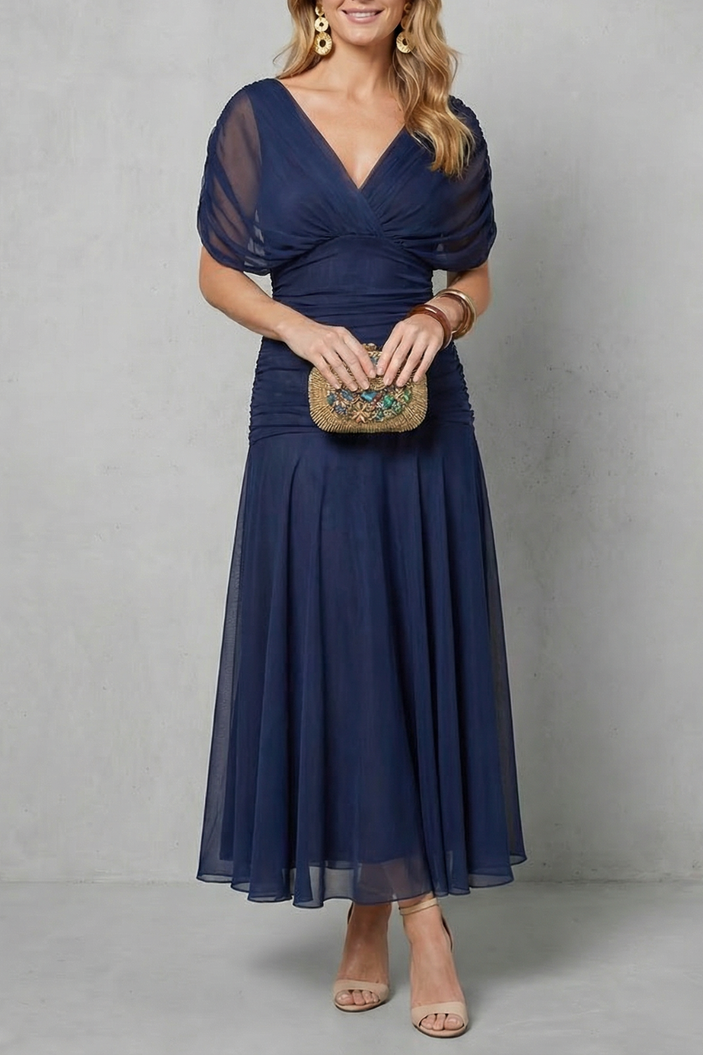 Verdelisse – Fluxo floral drapeado – Vestido longo
