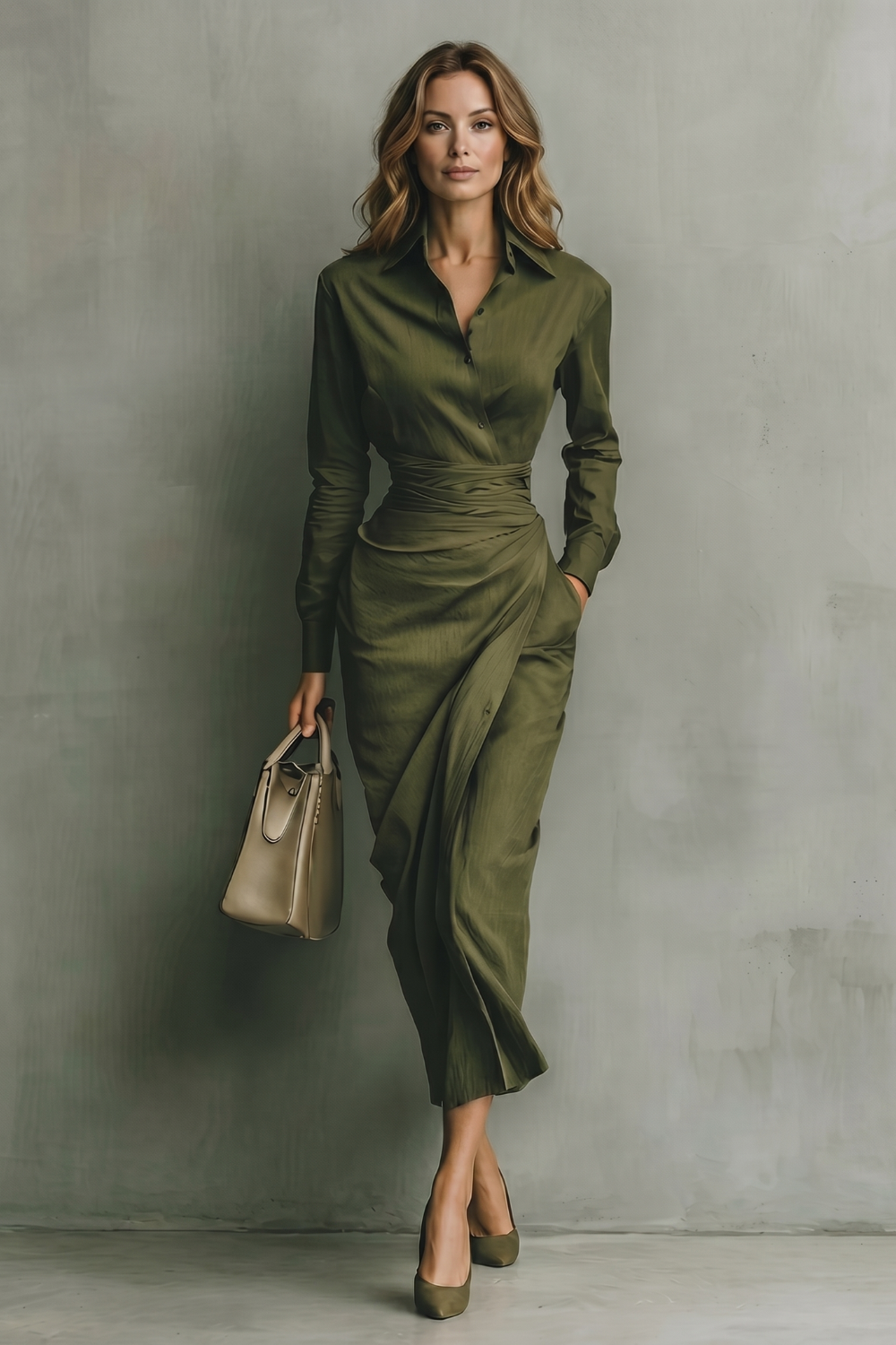 Verdelisse – Refinamento com cintura drapeada – Vestido longo