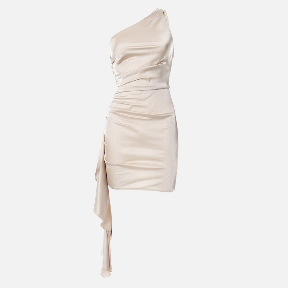 Vestido Curto Assimétrico com Cauda Lateral - Alessa