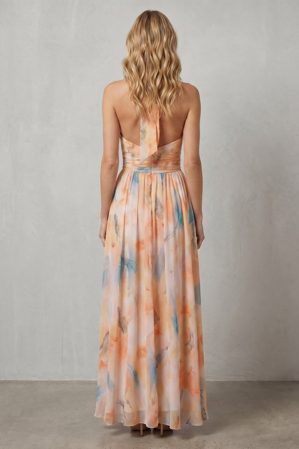Vivienne – Graça frente única aquarela – Vestido longo