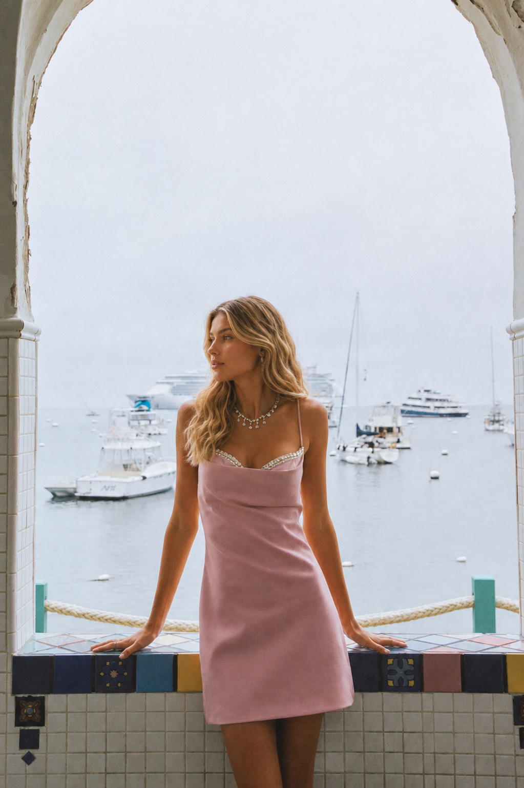 Vestido Curto Acetinado com Aplicações de Strass - Rosalie