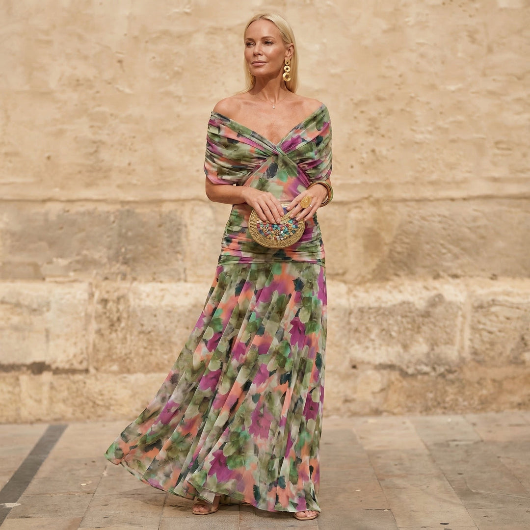 Kelsey | Vestido Multicolorido com Pregas