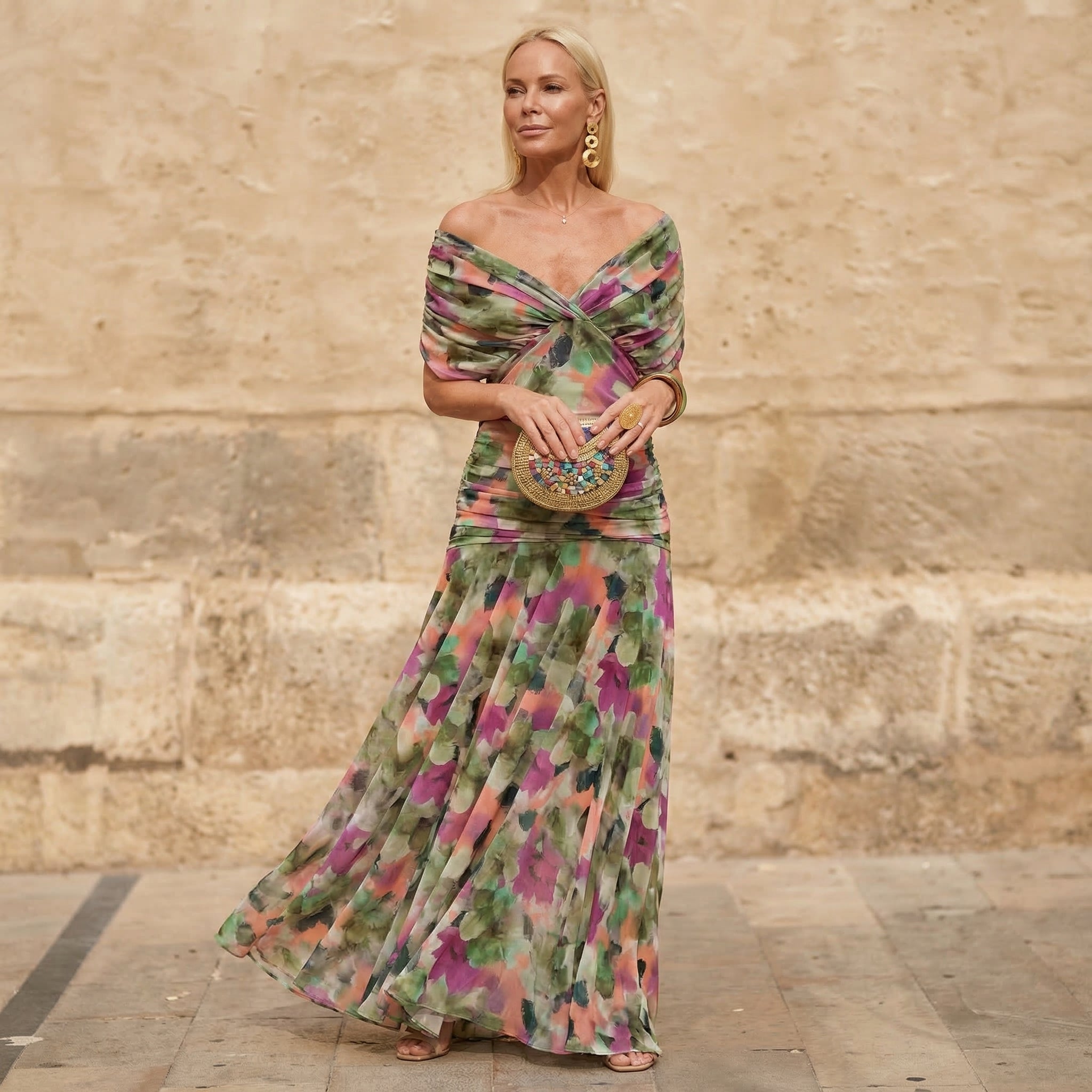 Florendra | Vestido Longo Floral com Decote em V