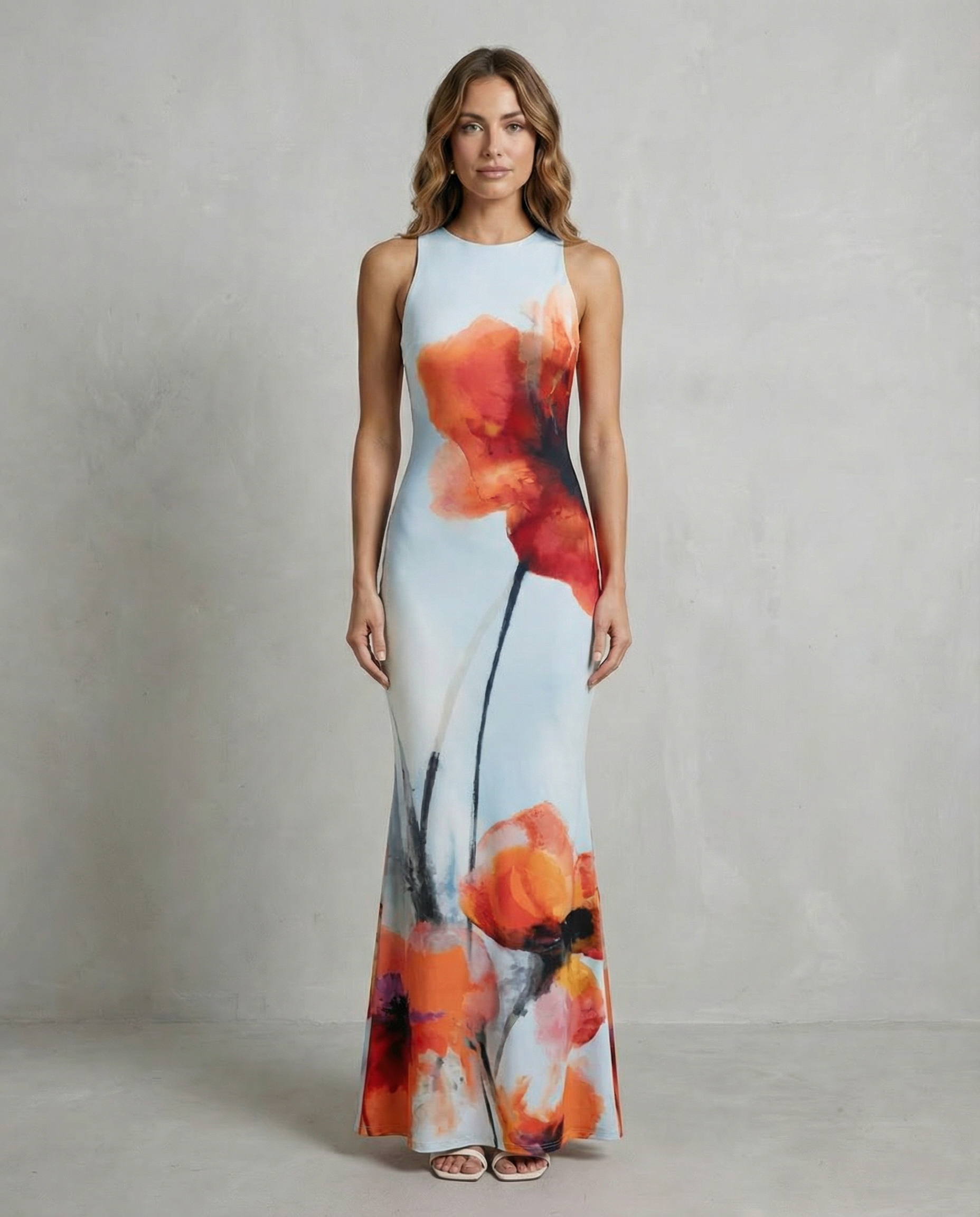 Fiorielle – Estampa floral artística – Vestido longo sereia
