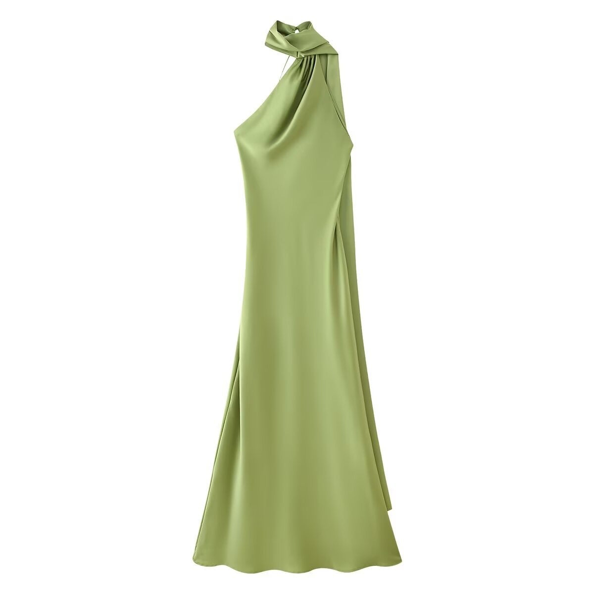 Vestido Longo Cetim Um Ombro Só com Capa Lateral - Isabel