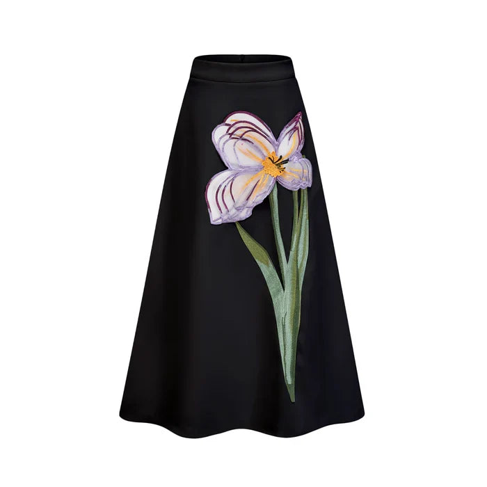 Conjunto Cropped e Saia Midi Estampa Floral - Florayne