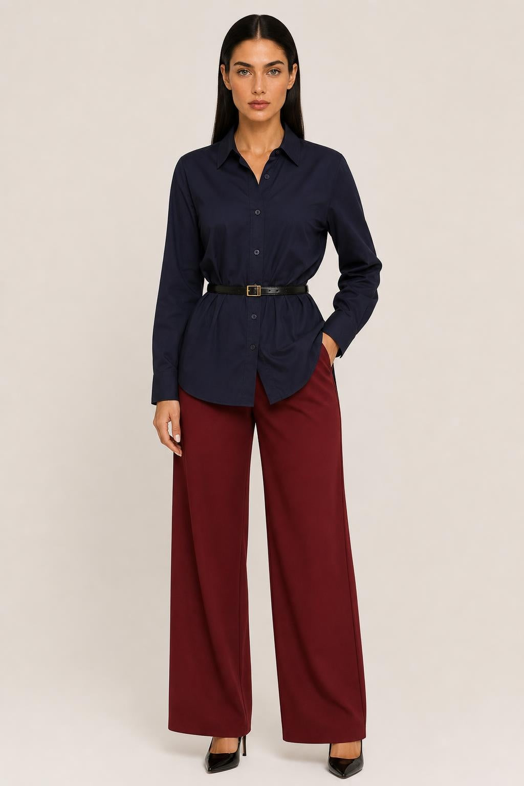 Camisa Estruturada de Tricoline - Amália — studio_front — Helena [181c34ab-f566-4f93-abc4-dfbbd0430237]
