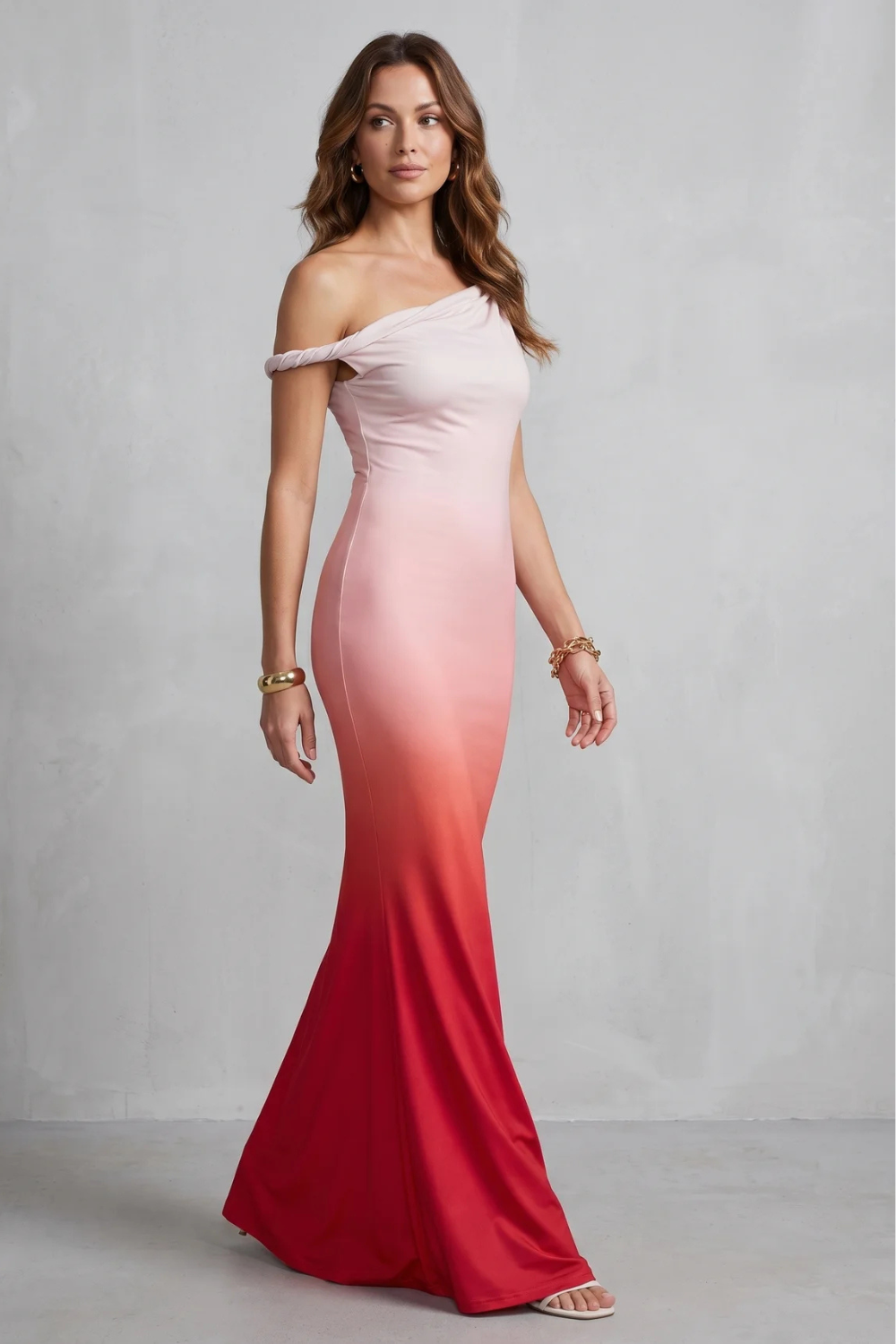 Liravelle – Atraente floral ombro a ombro – Vestido Maxi