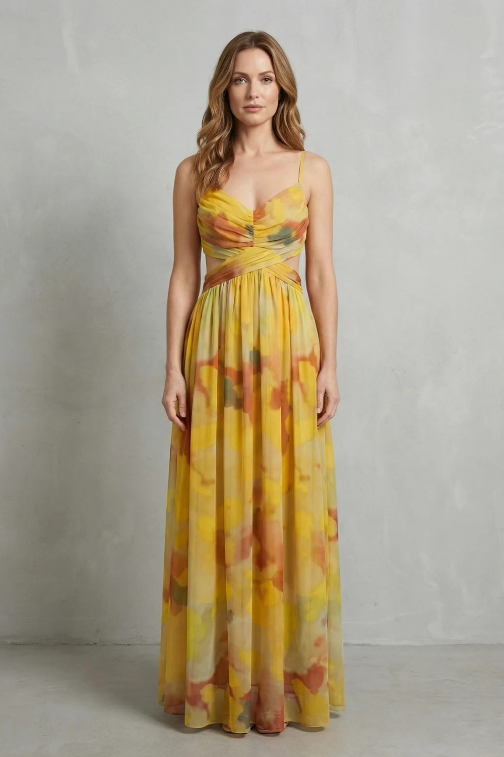Aurellia – Romance aquarela – Vestido longo sem manga