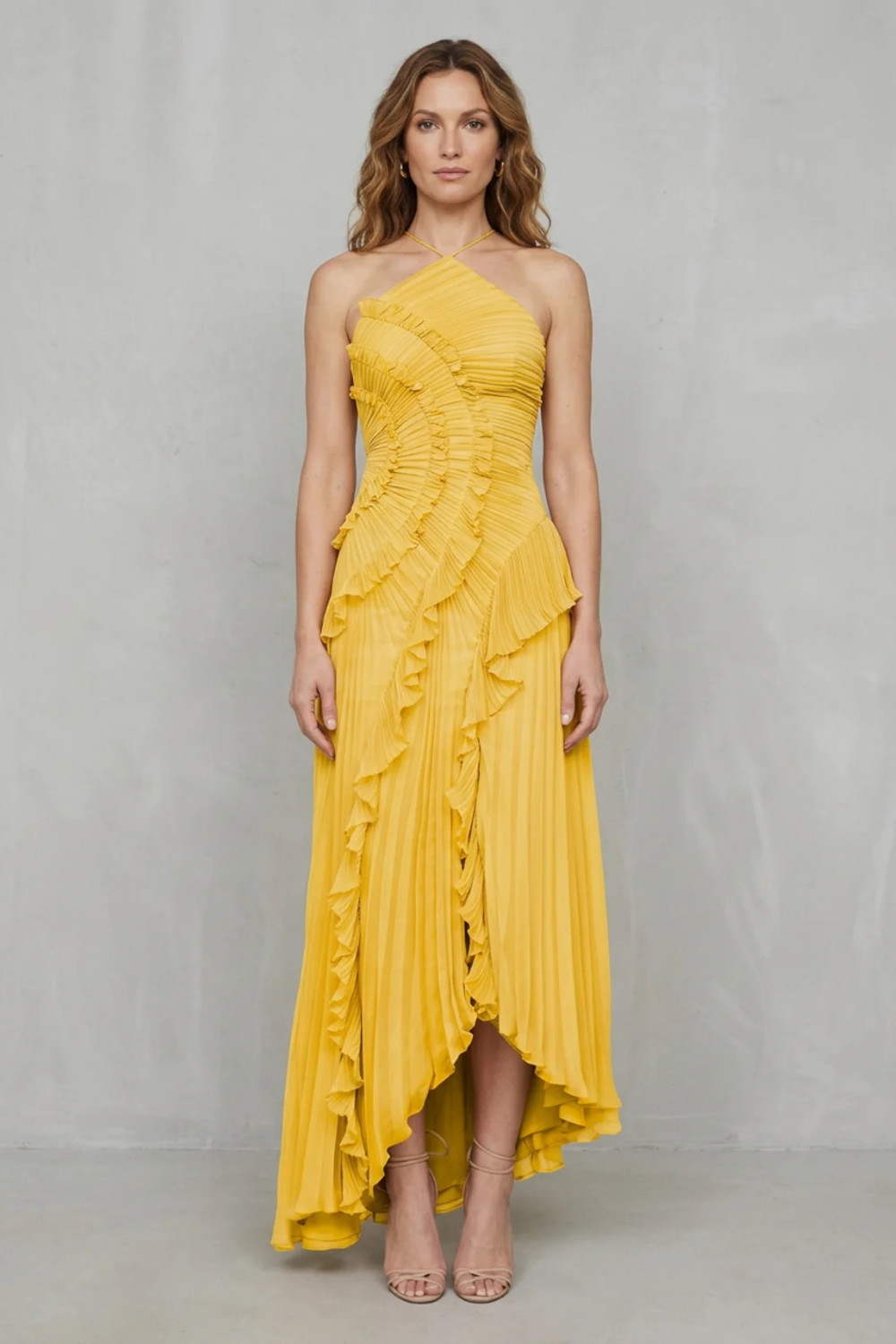 Lavirea – Pregas esculturais – Vestido midi ombro único