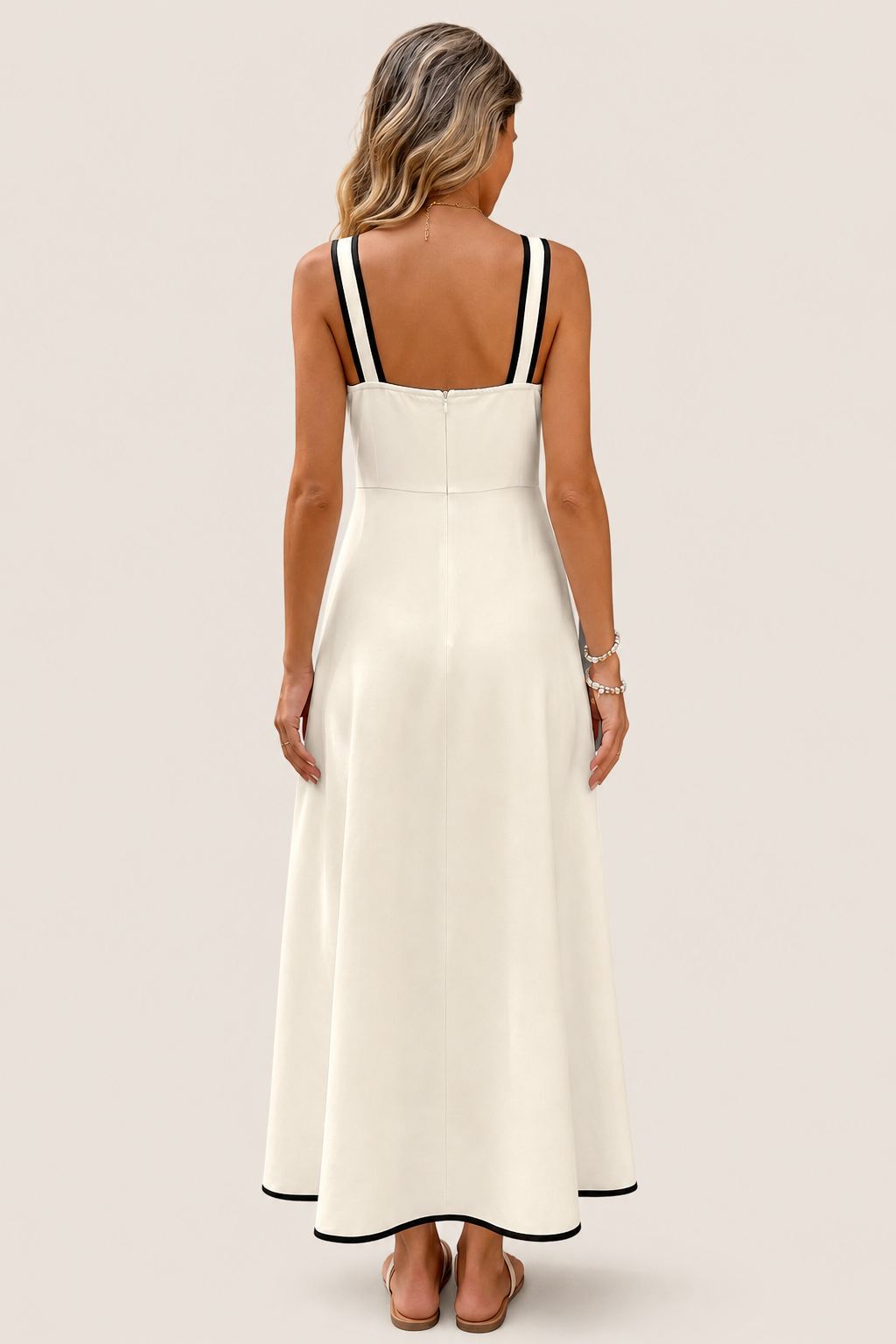 Bowknot Trim A-Line Midi Dress — studio_back — Sofia [80d5b475-a554-4c19-a46b-e49249cbddae]