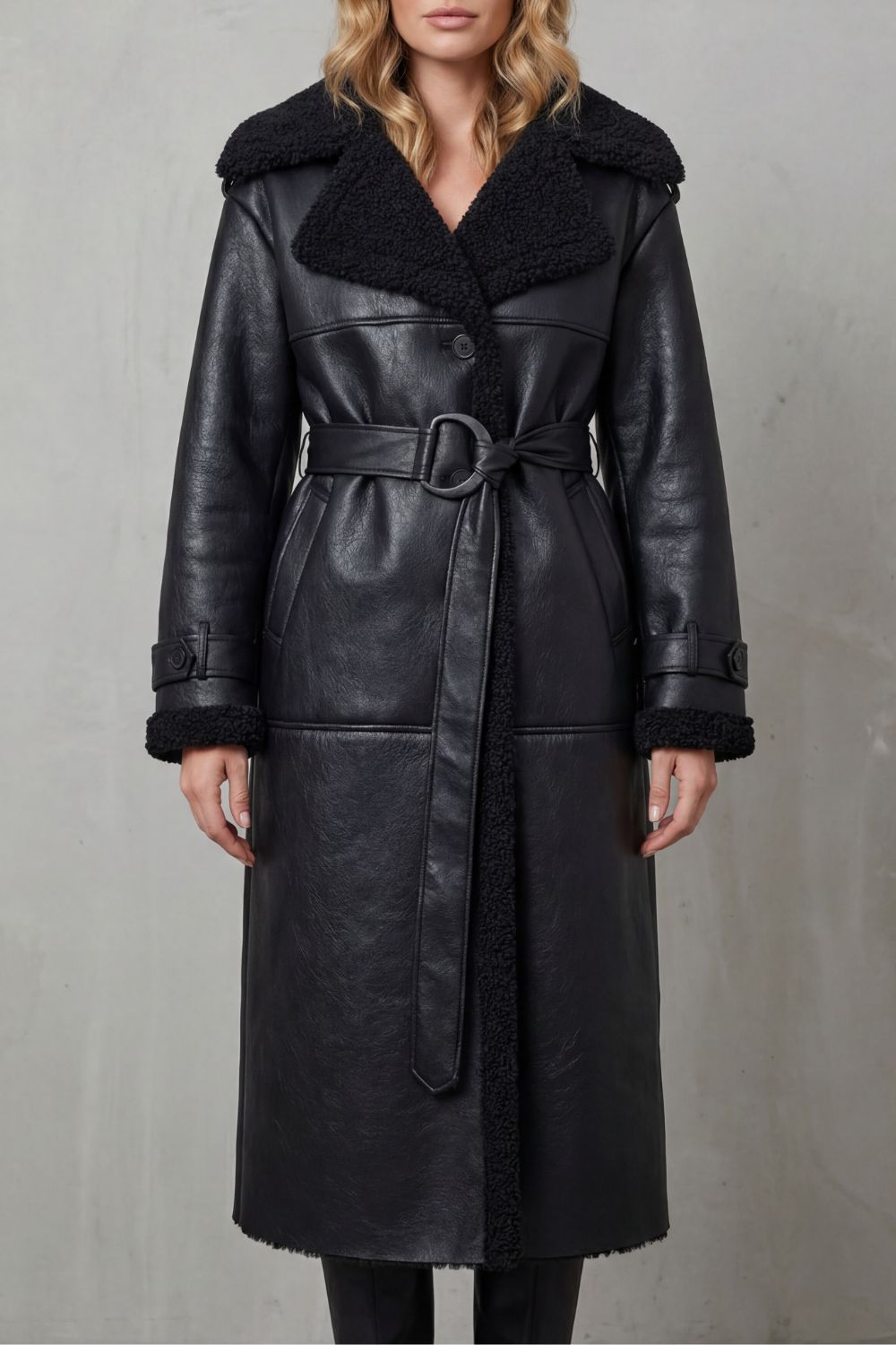 Ravienne – Calor amplo com cinto – Casaco shearling