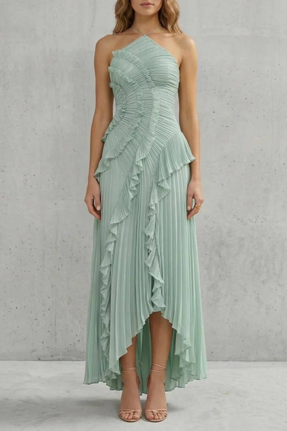 Lavirea – Pregas esculturais – Vestido midi ombro único
