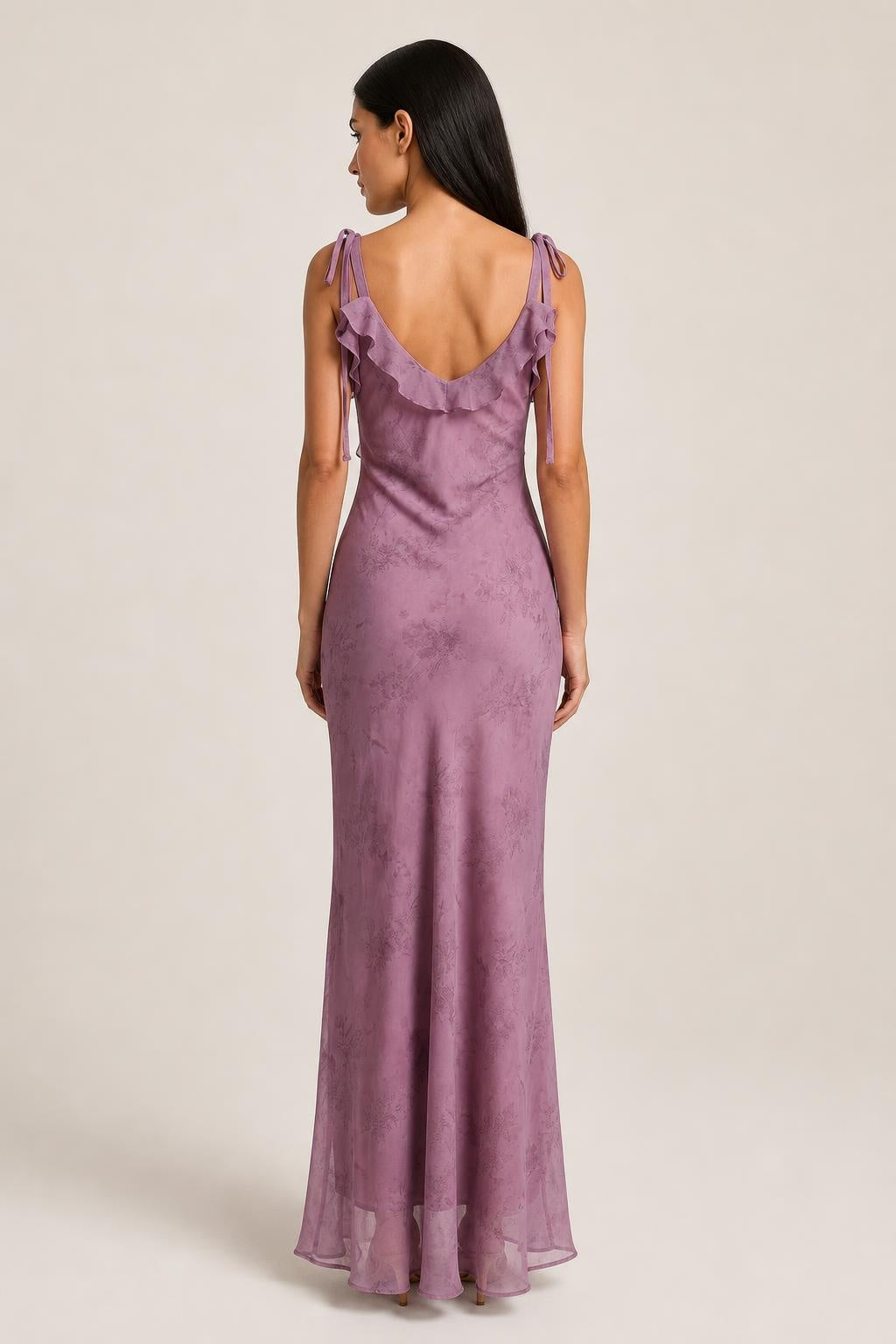 Vestido Midi Poliéster Floral com Alças de Laço e Renda Roxo - Iris — studio_back — Helena [beb4cbba-92fb-42b4-a214-6ece624b664c]
