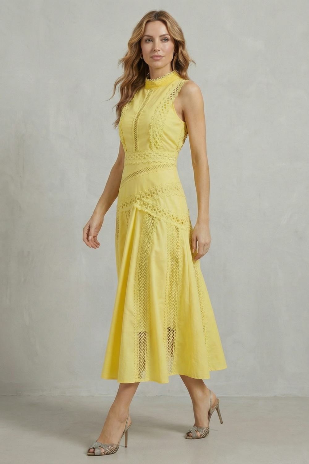 Gracia – Painéis de renda delicados – Vestido midi elegante