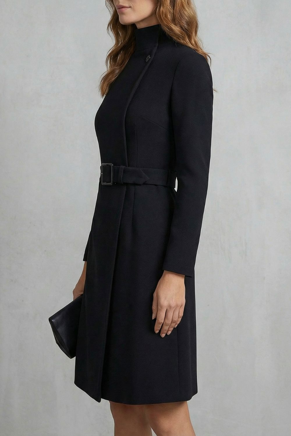 Nivara – Cintura cinto assimétrica – Vestido midi linha A