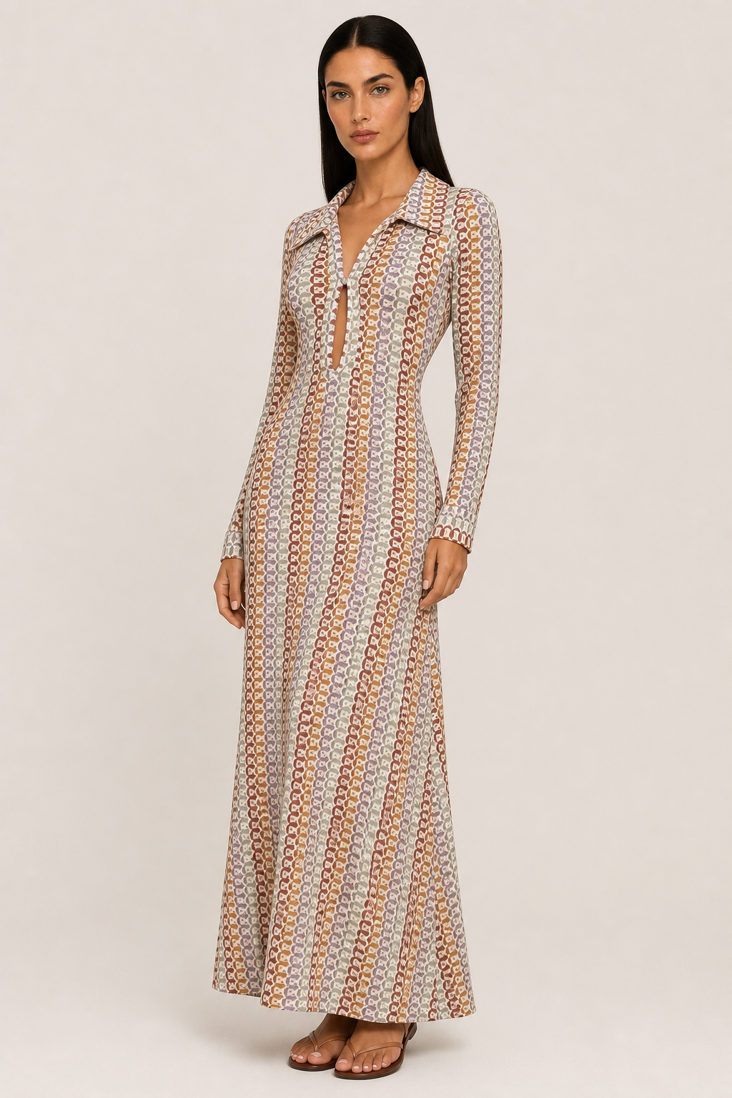 Clara - Women's Summer Crochet V-Neck Maxi Dress — studio_three_quarter — Helena [e99540a3-b07d-4430-b19b-9dcd92211df2]