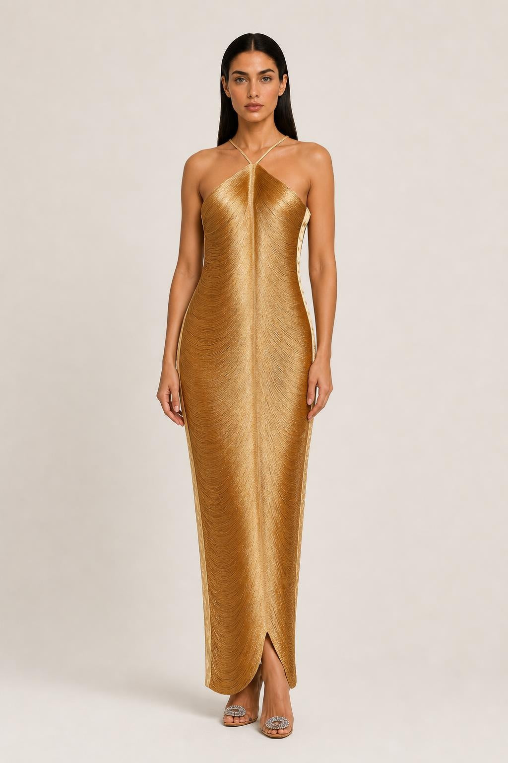 Vestido Longo com Franjas e Decote Halter - Ariane — studio_front — Helena [6d49cd66-1b4f-4357-b7be-d4ace083705d]