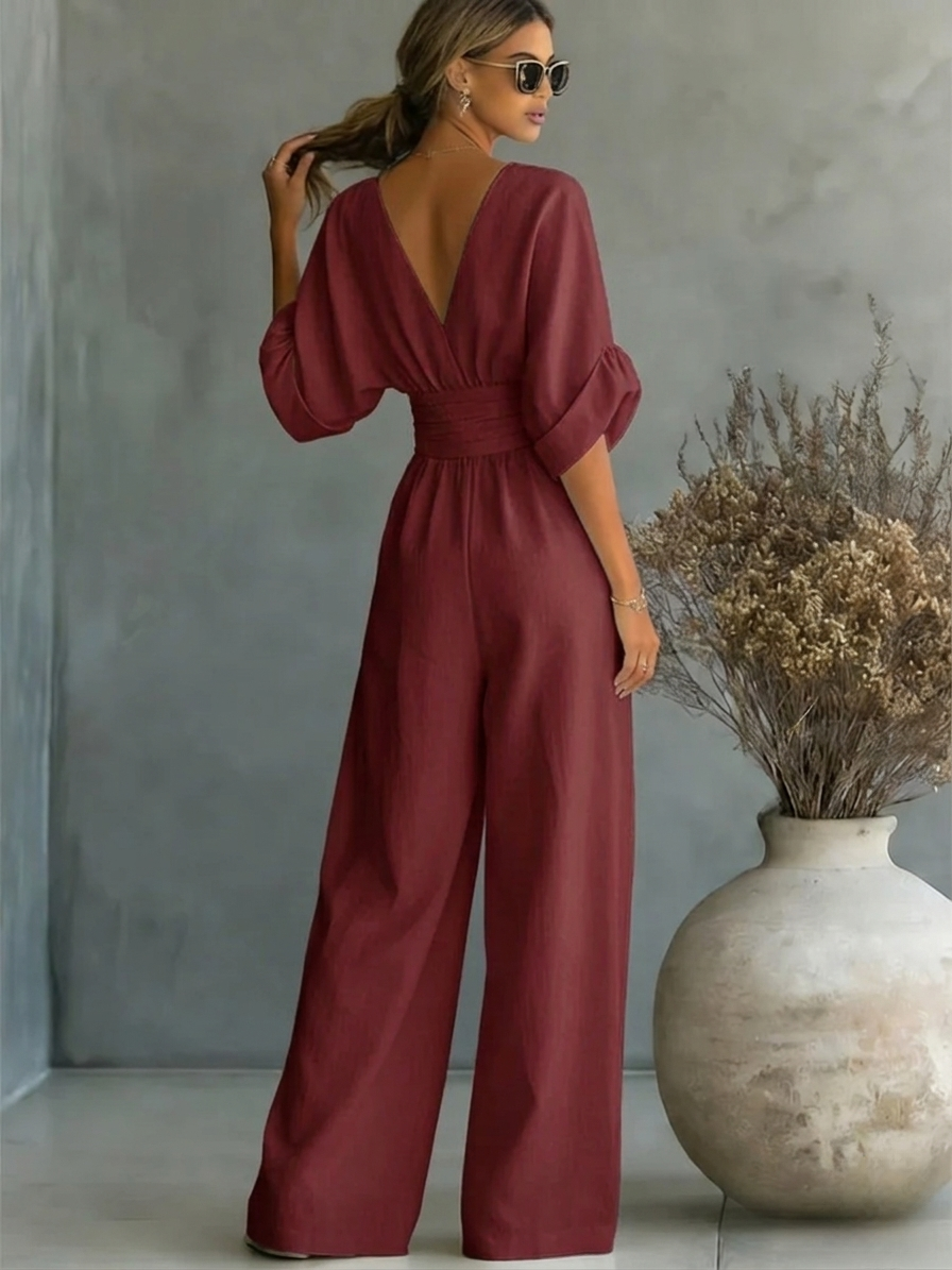 Sofia™ — Macacão Decote V de Elegância Sem Esforço