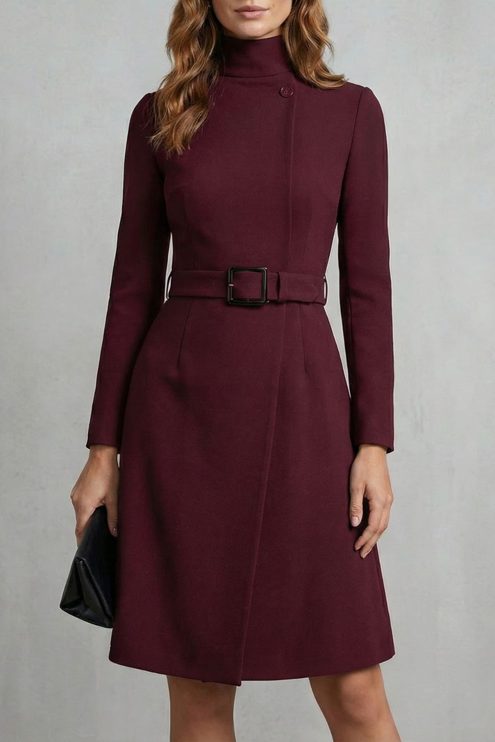 Nivara – Cintura cinto assimétrica – Vestido midi linha A