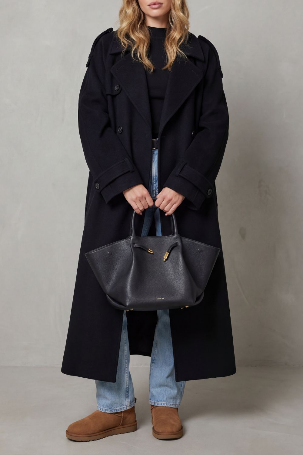 Noirvaine – Silhueta ampla – Trench coat de lã
