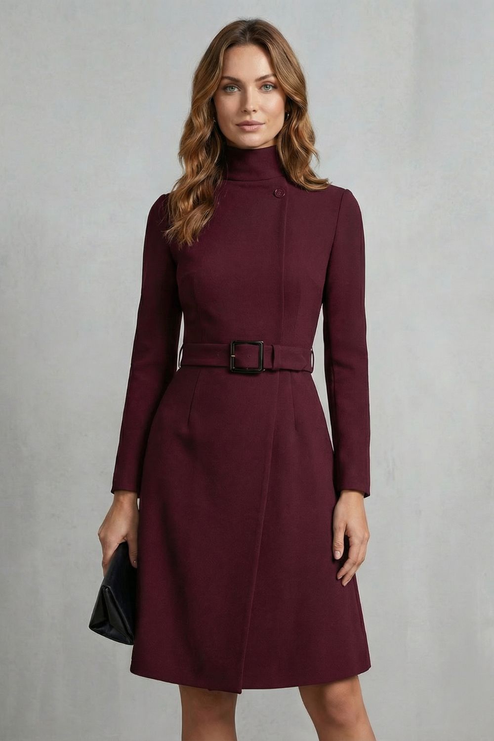 Nivara – Cintura cinto assimétrica – Vestido midi linha A