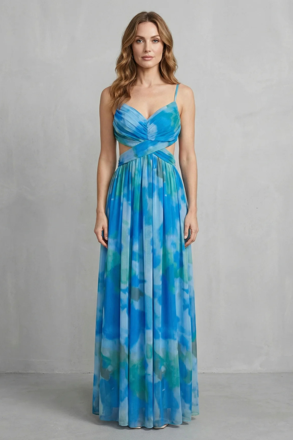 Aurellia – Romance aquarela – Vestido longo sem manga