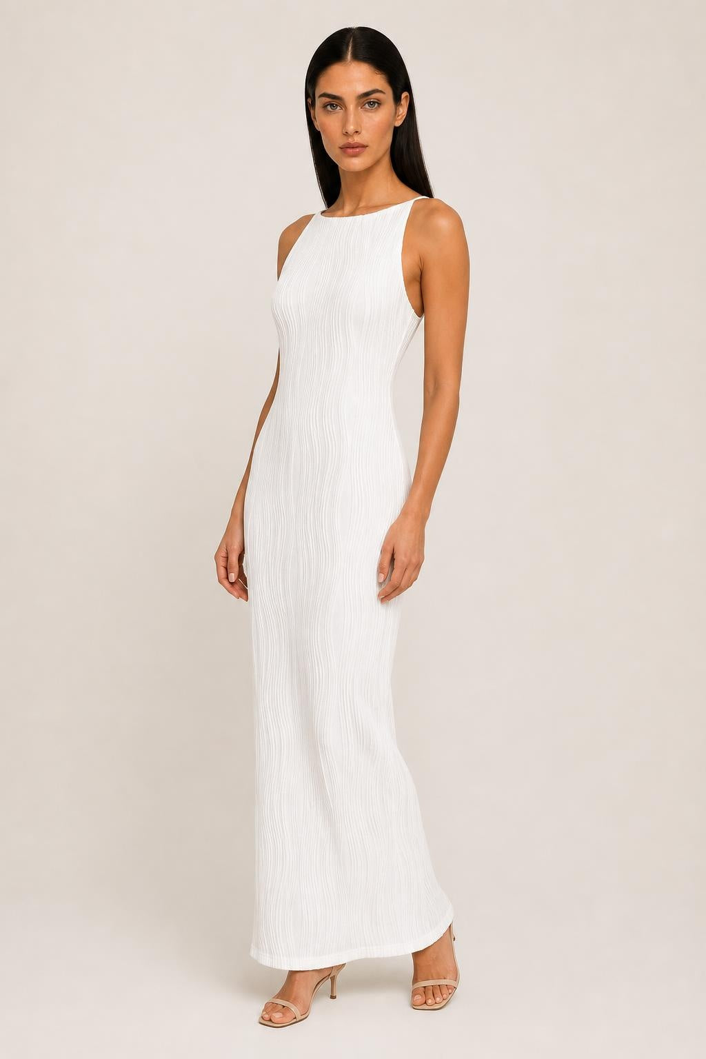 Vestido Midi Texturizado Gola Alta Sem Manga - Adriana — studio_three_quarter — Helena [372b9c9b-a850-4bc4-8441-f15ee7827103]