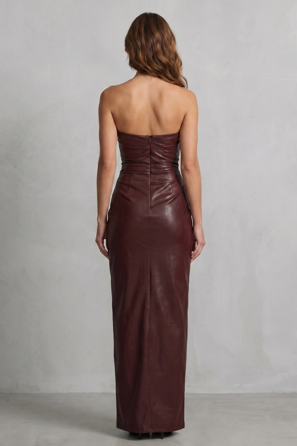 Albienne – Vestido maxi de couro sintético