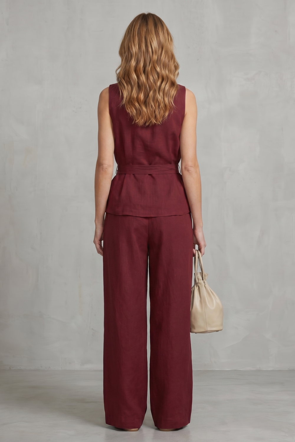 Alvera – Elegante silhueta com amarração na cintura – Conjunto de duas peças com calça