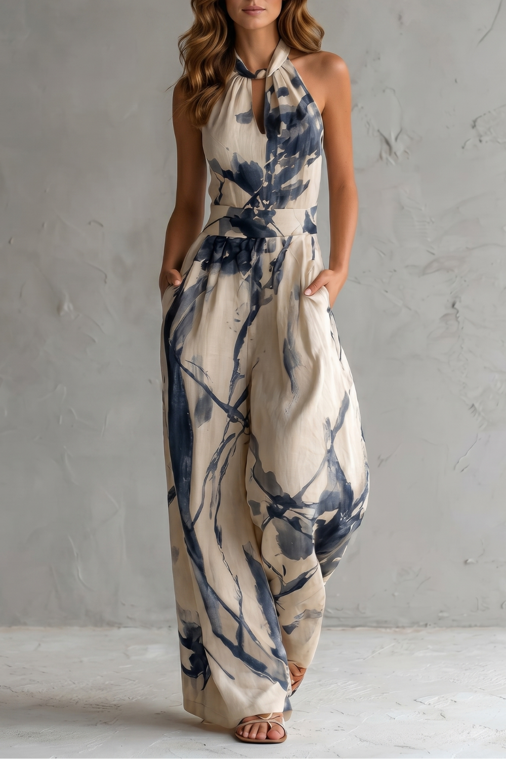 Aquarelle – Estampa artística em aquarela – Macacão pantalona